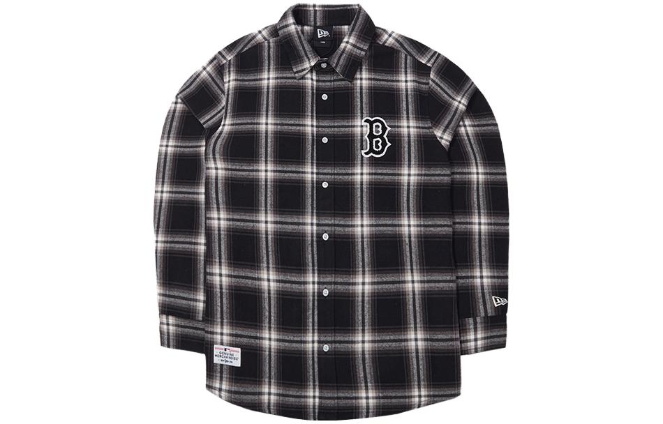 New Era MLB, long-sleeve, black colored shirt for men and women, 90 years, punk style, with embroidery