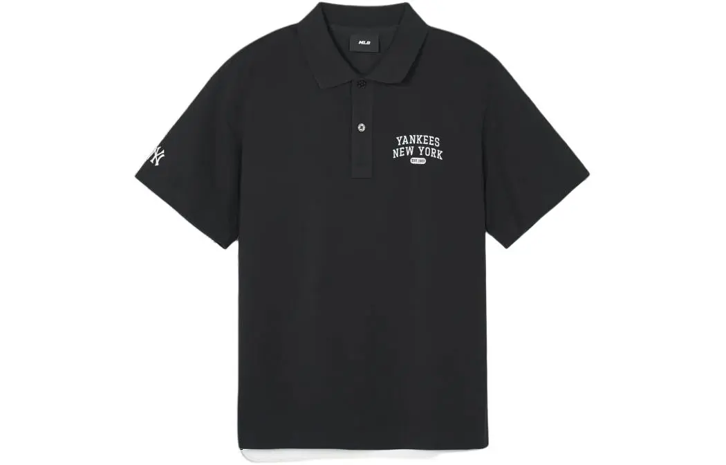 MLB New York Yankees Polo Shirts Men's Black Polo Collar Moderate Other