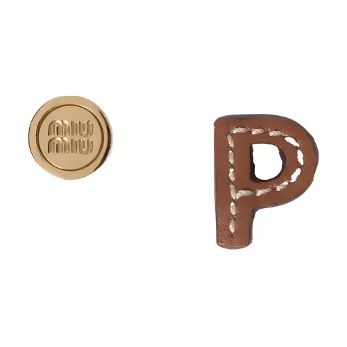 MIU MIU Leather Stud Earrings Women's Gold