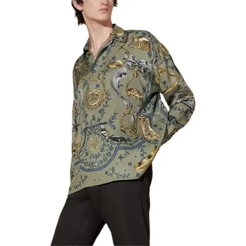 HERMES SS24 Shirt Men's Gray Green