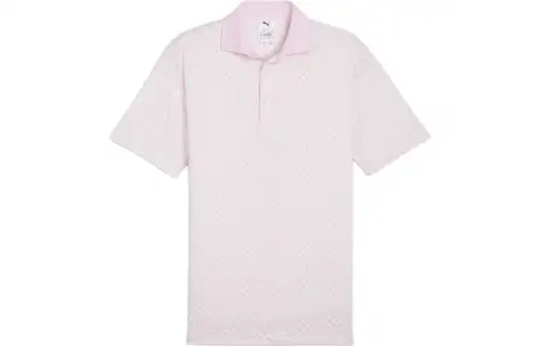 PUMA ARNOLD PALMER Polo Shirts Men's Pink Polo Collar Moderate Straight Fit