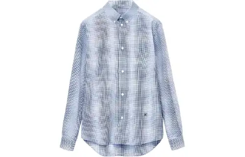 LOEWE Shirts Men's Blue Lapel Moderate Shirt
