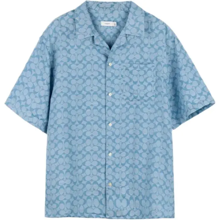 COACH SS24 Signature Camp Cotton Short Sleeves Shirts Blue