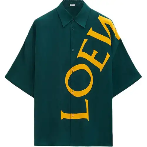 LOEWE Shirts Men's Green Lapel Moderate Other