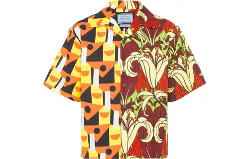 PRADA Shirts Men's Multicolor Lapel Moderate Shirt