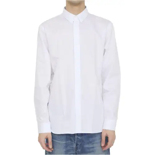 DIOR Shirts Men's White Turndown Pointed Collar Moderate