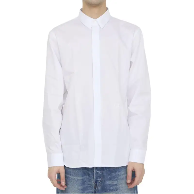 DIOR Shirts Men's White Turndown Pointed Collar Moderate