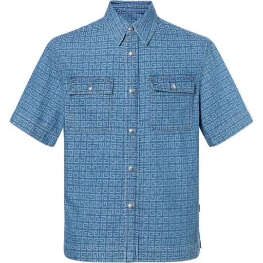 Givenchy Short Sleeve Boxy Fit Denim Shirt