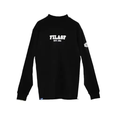 FILA Shirts Men's Black Stand Collar Moderate Shirt