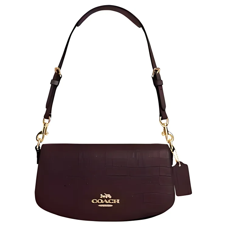 COACH Andrea Leather Shoulder Bags Medium Women's Gold & Merlot