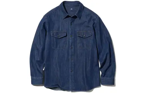 UNIQLO Shirts Unisex Dark Blue Pointed Collar Moderate Other