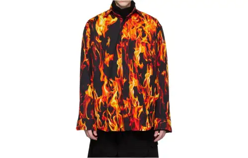 Vetements Shirts Men's Black Orange Square Collar Moderate Other