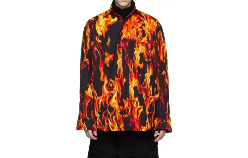 Vetements Shirts Men's Black Orange Square Collar Moderate Other