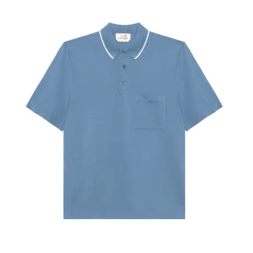 HERMES SS24 Polo Shirt Men's Light Gray Blue