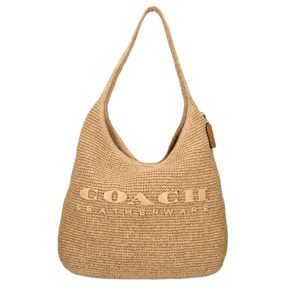 COACH Brooklyn Straw Woven Shoulder Bag Large Women's Beige
