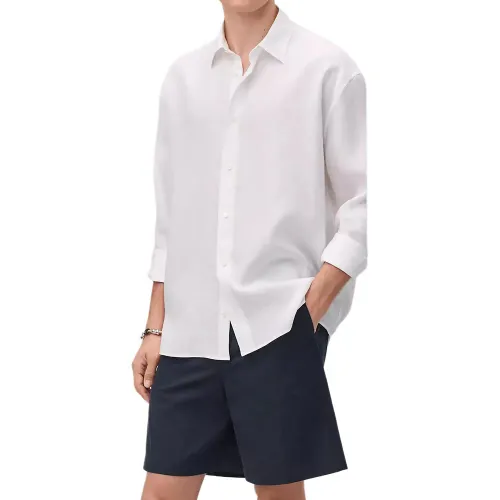 HERMES Shirts Men's White Lapel Moderate Other