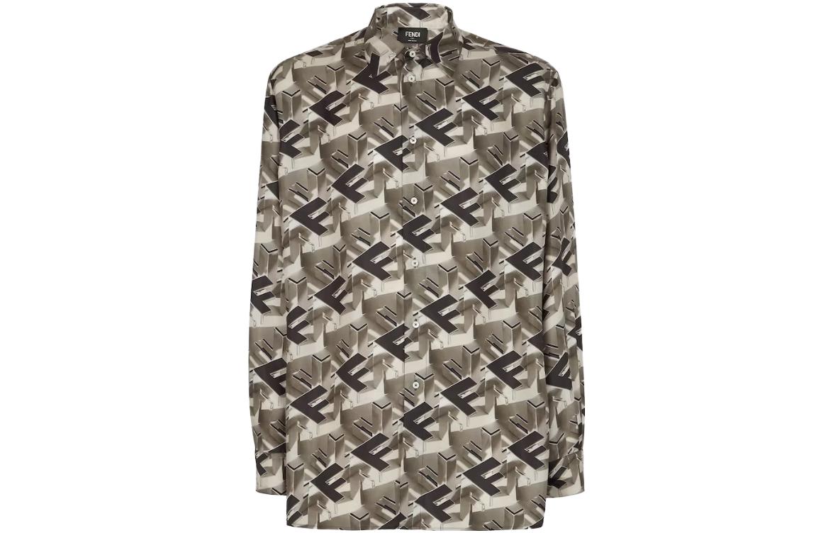 Мужская рубашка Fendi 3D (разноцветная)