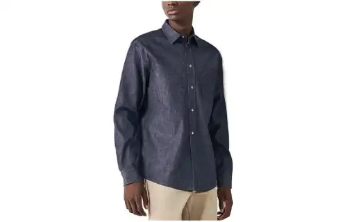 HERMES Shirts Men's Dark Blue Moderate Shirt
