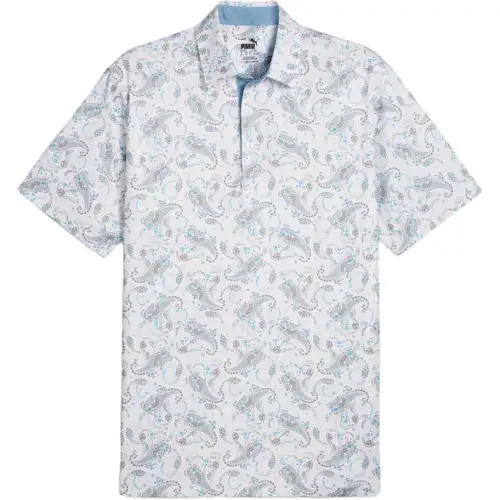 PUMA CLOUDSPUN Polo Shirt Men's White Glow Zen Blue