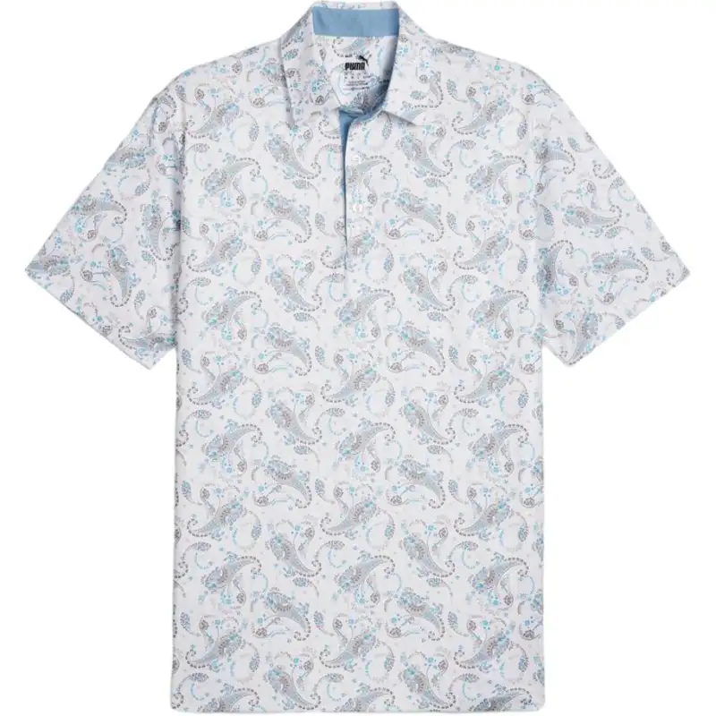 PUMA CLOUDSPUN Polo Shirt Men's White Glow Zen Blue