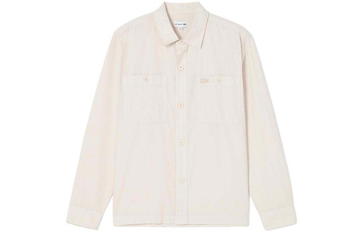 LACOSTE Shirts Men's Light Khaki Pointed Collar Moderate Other