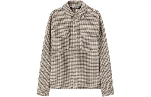 Palm Angels logo-print checked overshirt