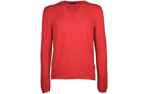 PRADA Sweaters Men's Red Crew Neck Moderate Other