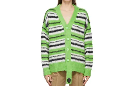 WE11DONE Sweaters Unisex Green V Neck Moderate Cardigan