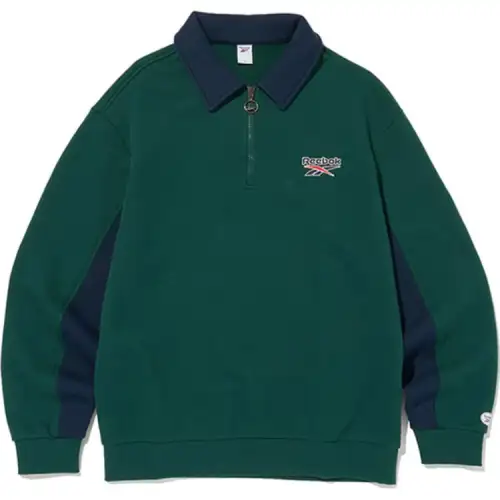 Reebok Sweatshirts Unisex Green Lapel Moderate