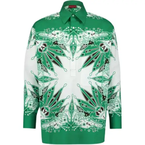GUCCI Shirts Men's Green Pointed Collar Moderate Other