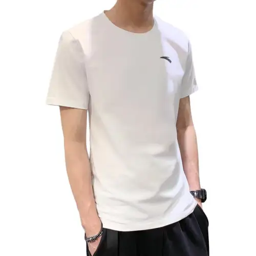 ANTA T Shirts Men's White Crew Neck Moderate Straight Fit