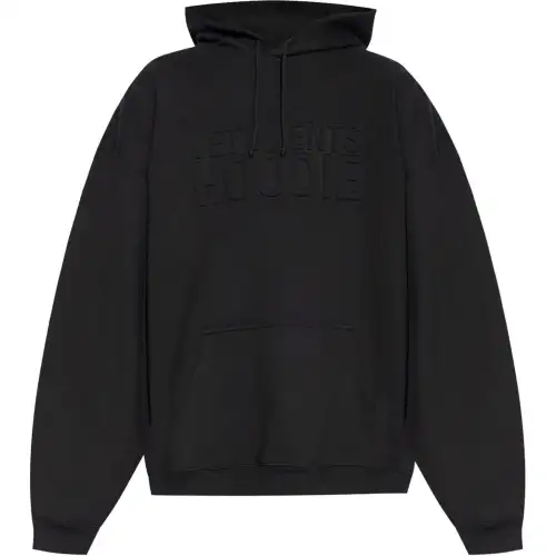 Vetements Drawstring Logo Embossed Hoodie
