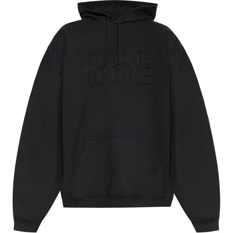 Vetements Drawstring Logo Embossed Hoodie