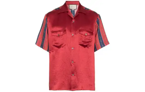 GUCCI Shirts Men's Red Lapel Moderate Other