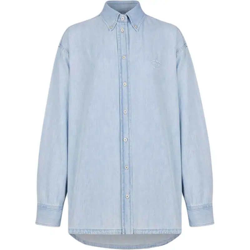 PRADA Shirts Men's Blue Lapel Moderate Other