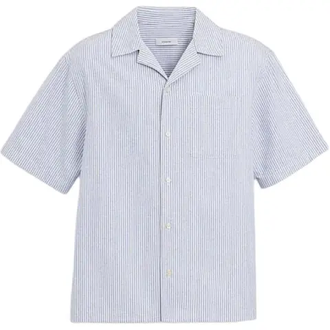 COACH Shirts Men's Blue Cuban Collar Moderate Other