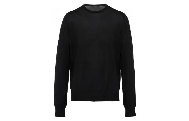 PRADA Sweaters Men's Black Crew Neck Moderate Other
