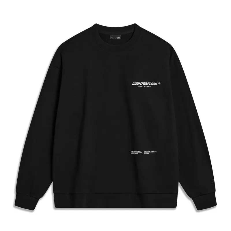 Li Ning Sweatshirts Unisex Black Crew Neck Moderate Regular