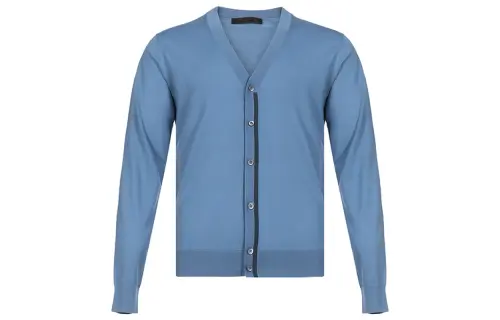PRADA Sweaters Men's Blue V Neck Moderate