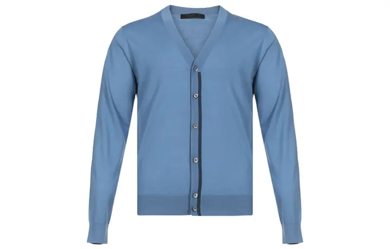 PRADA Sweaters Men's Blue V Neck Moderate