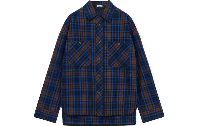 LOEWE Shirts Men's Navy Lapel Moderate Other