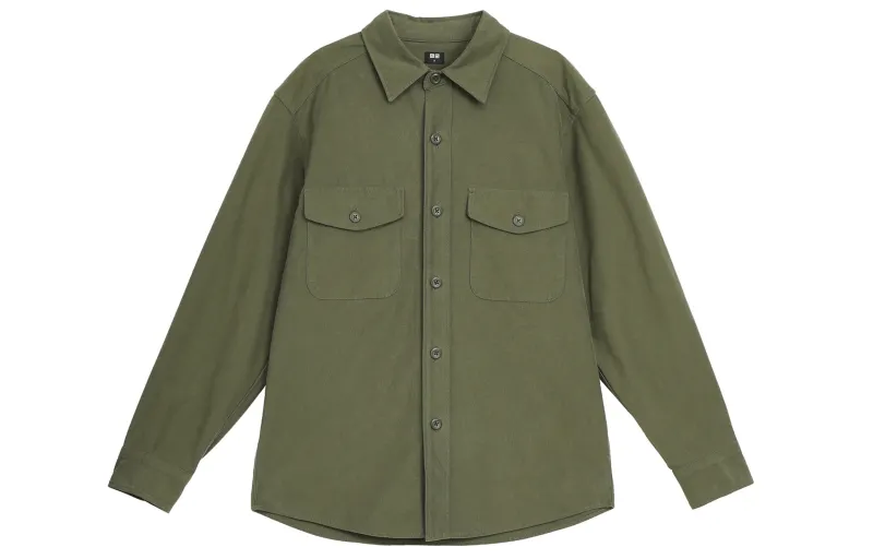 UNIQLO Shirts Unisex Olive Thin Workwear