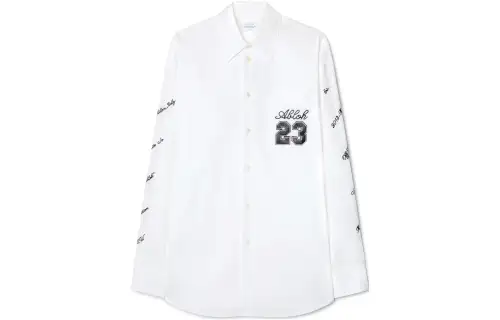 Off- logo-embroidered cotton shirt