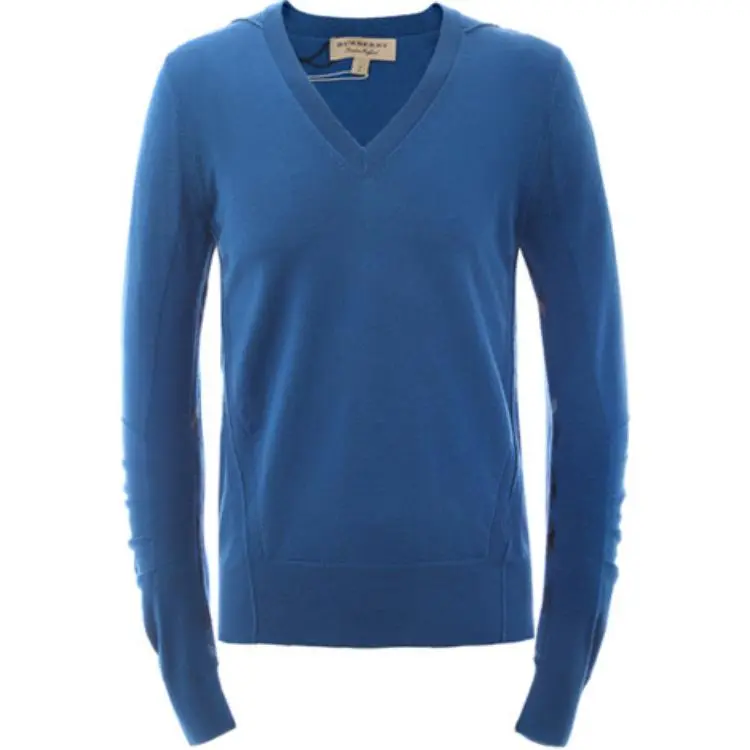 Burberry Sweaters Men's Blue V Neck Moderate A Line