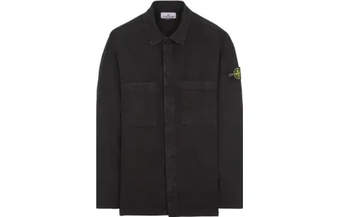 STONE ISLAND Shirts Men's Black Lapel Moderate Other