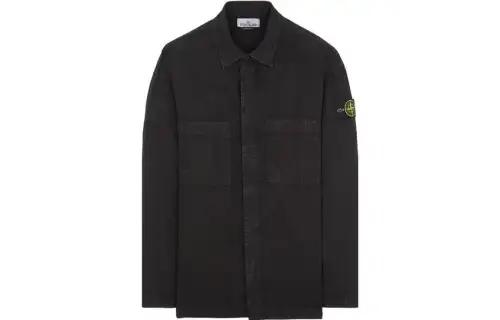 STONE ISLAND Shirts Men's Black Lapel Moderate Other