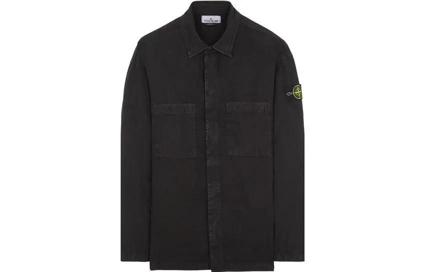 STONE ISLAND Shirts Men's Black Lapel Moderate Other