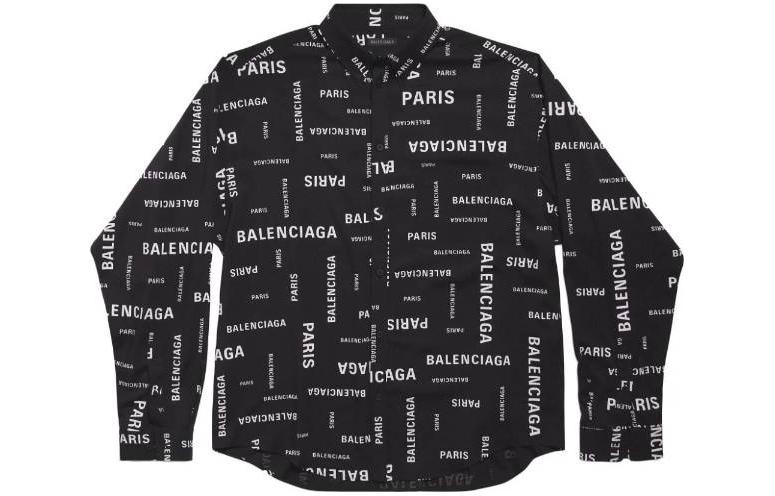 Balenciaga Allover Logo Printed Long Sleeved Shirt