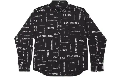 Balenciaga Allover Logo Printed Long Sleeved Shirt