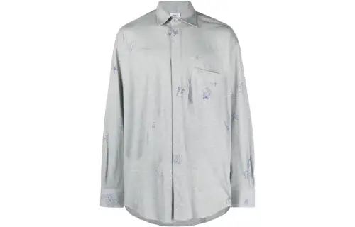 Vetements Shirts Unisex Gray Pointed Collar Moderate Shirt